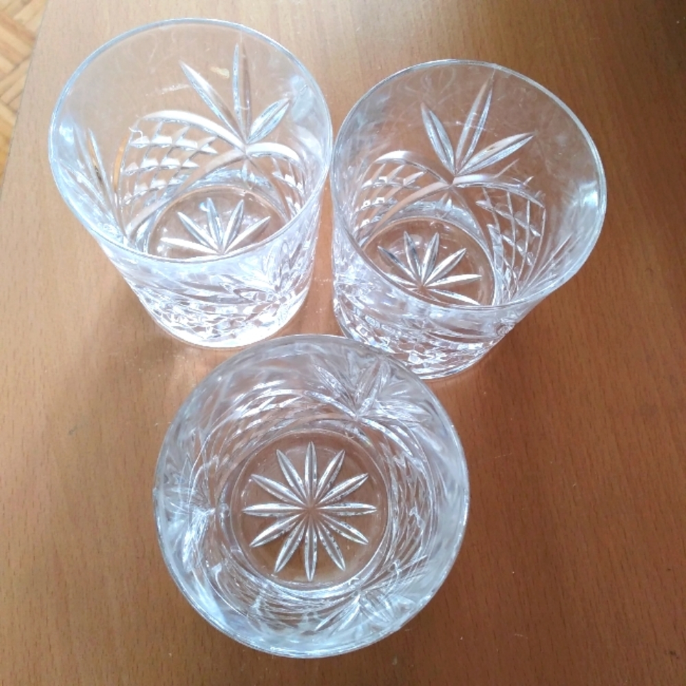 Bevel Cut Old Fashion Whiskey Bourbon Scotch Rocks Glasses -  Set of ( 3…